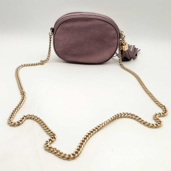 Gucci Metallic Pebbled Calfskin Mini Soho Chain Bag Hs0824wxzsa