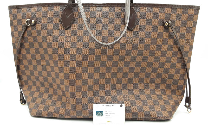 Louis Vuitton Damier Ebene Neverfull Leather Handbag Hs0624ewxsa