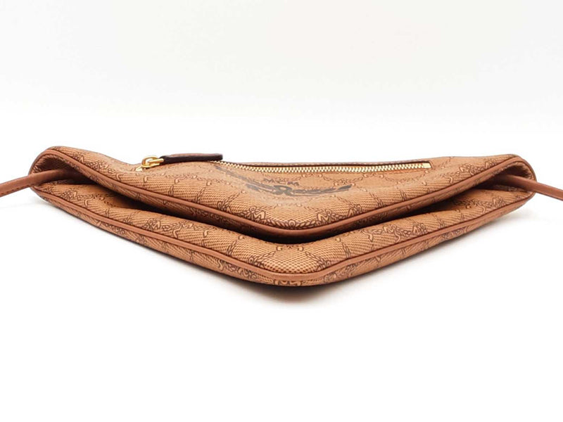 Mcm Himmell Triangle Pouch In Cognac Lauretos Coated Canvas Fw0725crdu