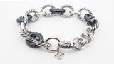 David Yurman Cable Bracelet In 925 Silver & Ceramic 39.3g 7 Inch Fw1026oxzdu