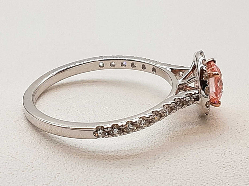 0.55 Carat Fancy Pink Lab Grown Diamond 14k White Gold 2.1g Ring Size 7 Do0525wexde