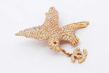 Chanel Rhinestone Eagle Brooch With Cc Logo Charm 10.1 Grams Eb0826oxzsa