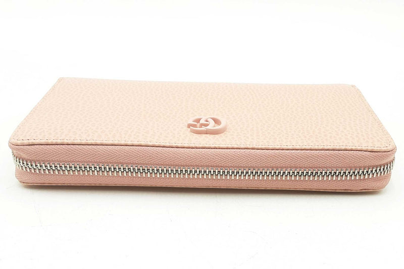 Gucci Gg Pebbled Pink Leather Zip Around Wallet Eb0225oxzsa