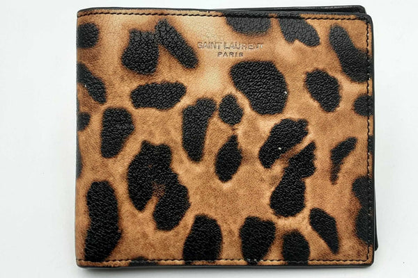 Yves Saint Laurent Leopard Print Leather Wallet Eb1024exdu