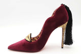 Christian Louboutin Hot Chick Kiss Burgundy Velvet Pumps Size 38 Eb0526oxzsa
