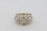 0.13cttw Diamond Quilted Lattice Ring In 14k Gold 10.1 Grams Size 8 Eb0926irxsa