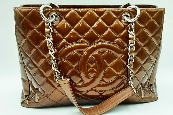 Chanel Bronze Metallic Quilted Patent Leather Shopping Tote Bag Eb1024lxxzdu