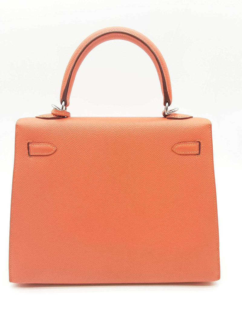 Hermes Kelly 25 Capucine Orange Epsom Palladium Shoulder Bag Do0723oxzxzde