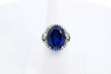 Sapphire & Diamond Ring In 14k White Gold 6.9 Grams Size 7 Eb1124sxdu