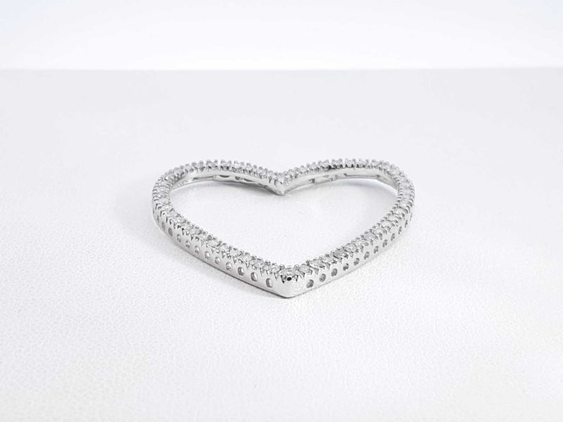 0.58 Cttw Diamond & 10k White Gold Open Heart Pendant 2.6 Grams Fw0625lrzdu