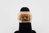 Orange Gemstone & Diamond Ring In 14k Yellow Gold 18.4 Grams Size 5 Eb0726lxorsa