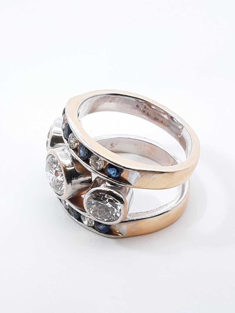 2.08 Cttw Diamond & Topaz Ring In 14k White Gold 8.9 Grams Size 5 Fw1124wwxzdu