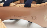 Gianvito Rossi Navy Blue Suede & Leather Cork Heel Ankle Wrap Sandals Eb0723crsa