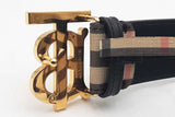 Burberry Check Belt With Gold-tone Tb Buckle Size S Eb0626lxzsa