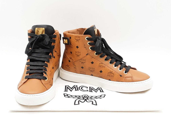 Mcm Classic High Top Sneakers In Visetos Cognac It Size 38 Fw0825crdu