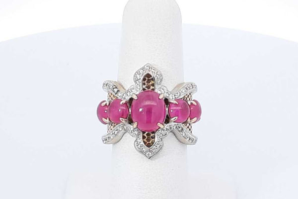 Ruby & Diamond Ring In 18k Yellow Gold 8.1 Grams Size 6 Eb1025orxdu