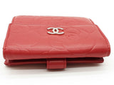 Chanel Camilla Embossed Red Leather Bifold Card Holder Wallet Do0626oorde