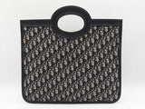 Christian Dior Foldover Clutch In Navy Blue Oblique Canvas & Leather Fw1225wrxdu