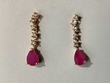Pear Red Stone Diamond Earrings Yellow Gold 14k 1.5g Vc0826lormia