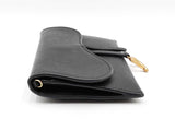Christian Dior Saddle Wallet With Chain In Black Leather Fw1025pzxdu