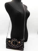 Christian Louboutin Loubi54 Embellished Black Suede Crossbody Bag Do0825pzxde
