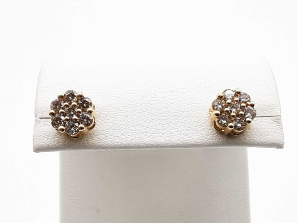 0.95 Ctw Diamonds 10k Yellow Gold 2.2g Flower Screw Stud Earrings Do0125lcxde