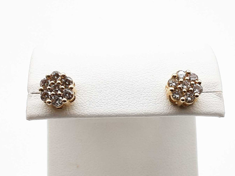 0.95 Ctw Diamonds 10k Yellow Gold 2.2g Flower Screw Stud Earrings Do0125lcxde