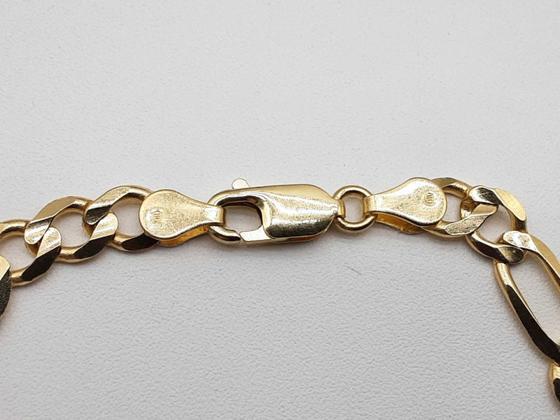 14k Yellow Gold 9.8g Figaro Chain Bracelet 7.75 In Do0225wxzde