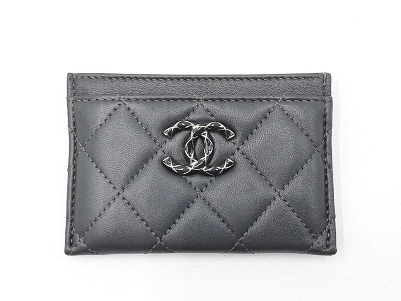 Chanel Classic Gray Quilted Card Holder Wallet Fw0225oxzdu