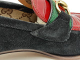 Gucci Web Horsebit Suede & Croc Embossed Leather Loafers Size 36.5 Fw1124oxzsa