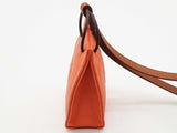 Hermes Shopping Bag Feu Orange Leather Bag Charm Do0625loxde