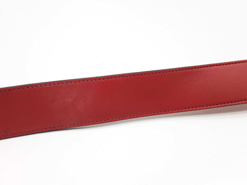 Gucci 546389 Rosso Red Leather Interlocking Gg Buckle Belt Size 34 Do0624oxzde