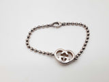 Gucci Sterling Silver Interlocking Logo Heart Bracelet Size 17 Do1123lrxde