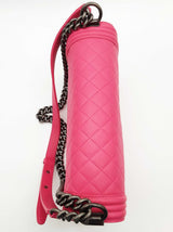Chanel Boy Bag Hot Pink Quilted Lambskin Leather Shoulder Bag Do0925wxzxde