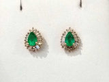 Pear Green Stone Diamond Earrings Yellow Gold 14k 2g Vc0826lesmia