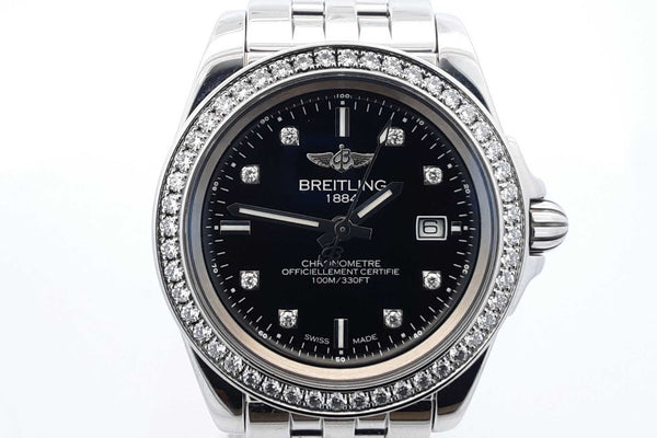 Breitling Galactic Quartz 31mm Stainless Watch With Diamond Bezel Eb0924lrxzdu