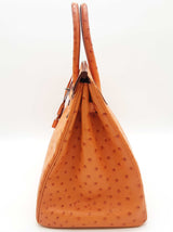 Hermes Birkin 35 Tangerine Orange Ostrich Palladium Handbag Do0126lirxzde
