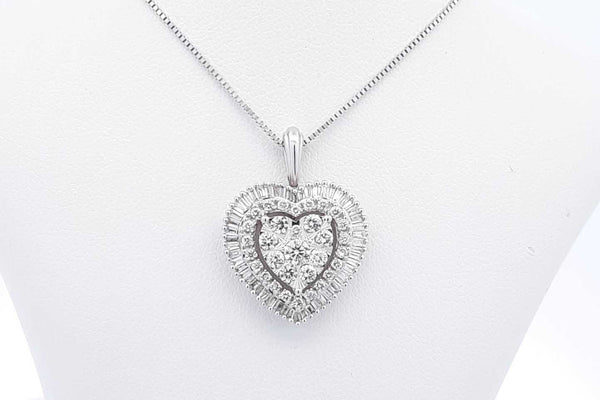 1.14ctw Diamond Heart 14k White Gold Pendant & Chain 5.2 Grams 18 In Eb0225orxsa