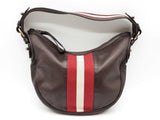 Bally Vintage Black Leather Red & Beige Stripe Hobo Bag Sd0626lzxde
