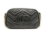 Gucci Gg Marmont Small Shoulder Bag In Black Matelassé Chevron Leather Fw0225ozxdu