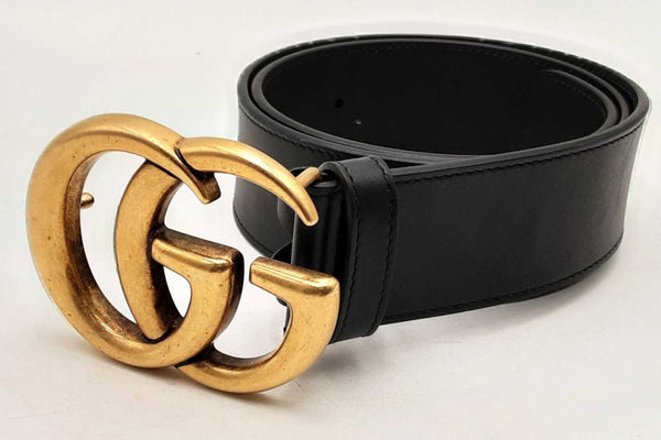 Gucci Black Leather Belt With Gold Tone Gg Buckle Eb0225lxzsa