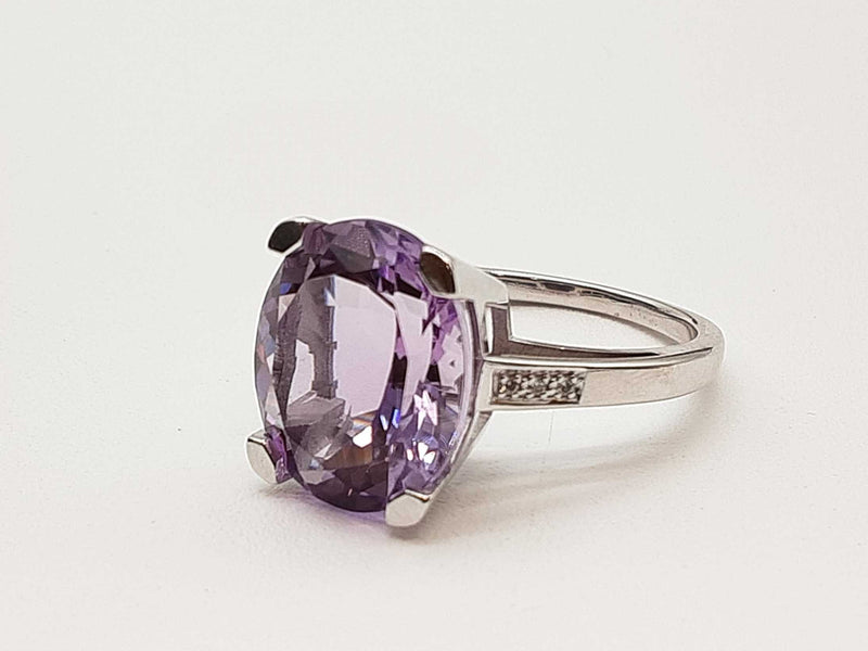 Synthentic Amethyst 18k White Gold 6.1g Ring Size 7.5 Do0725wxzde