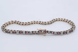 Diamond & Red Gemstone Bracelet In 10k Yellow Gold 8.2 Grams 7 Inch Eb1124lcxsa