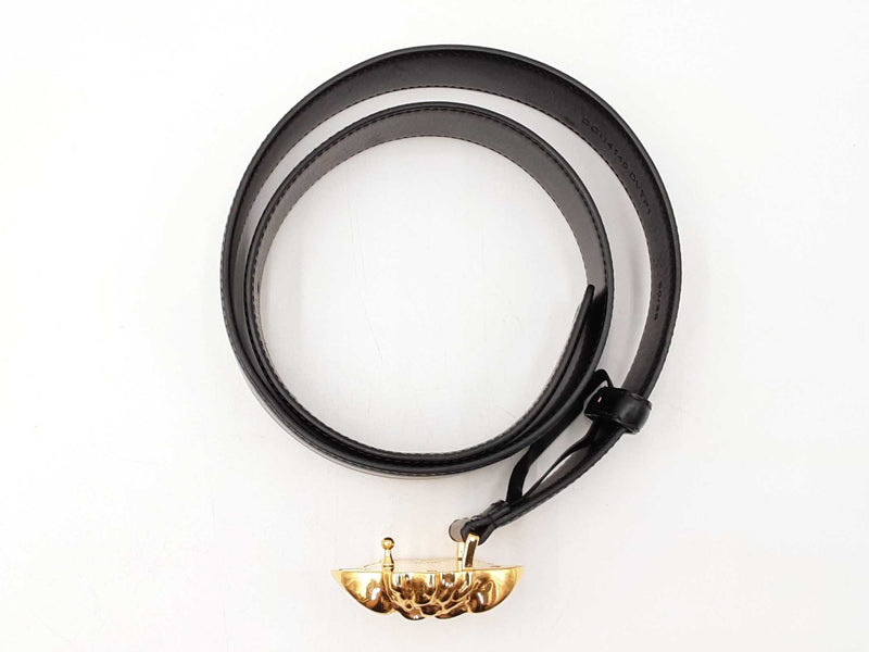 Versace Medusa Gold-tone Buckle With Black Leather Belt Size 90|36 Fw0825crdu