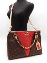 Louis Vuitton Monogram V Tote Mm In Monogram Canvas & Red Leather Fw0626loxzdu