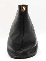 Prada Logo Hobo Bag In Black Vitello Phenix Leather & Striped Strap Fw1225ixzdu