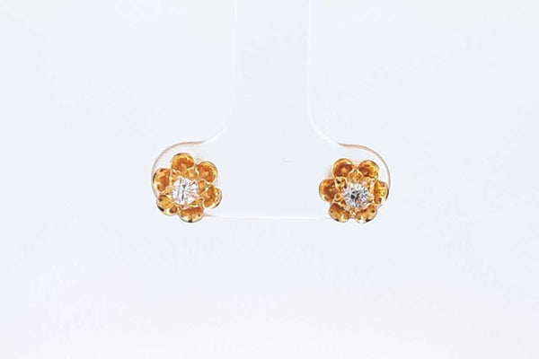 0.02ctw Diamond Stud Screwback Earrings In 14k Yellow Gold 1.3 Grams Eb0225pxsa