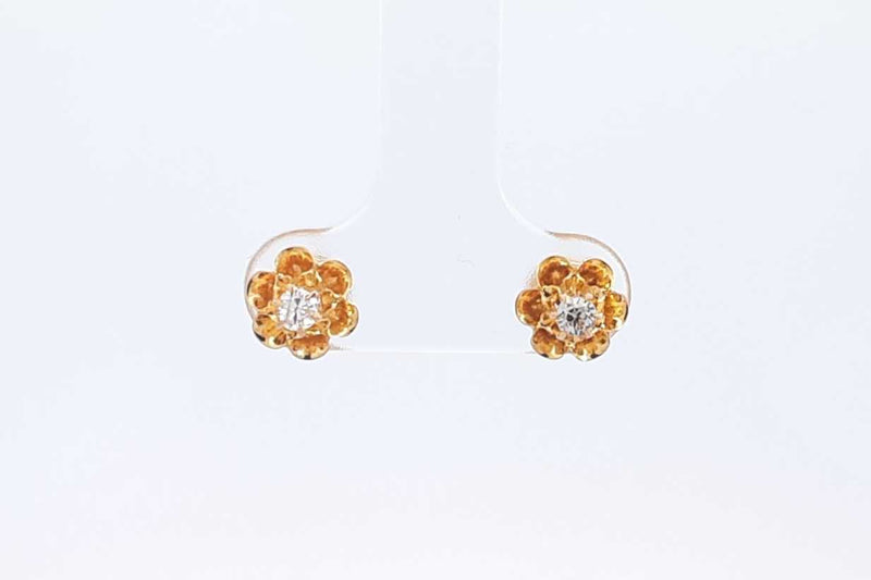 0.02ctw Diamond Stud Screwback Earrings In 14k Yellow Gold 1.3 Grams Eb0225pxsa