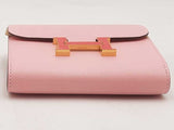 Hermes Constance Compact Box Leather Ghw Pink Wallet Aa0126rzxzsa