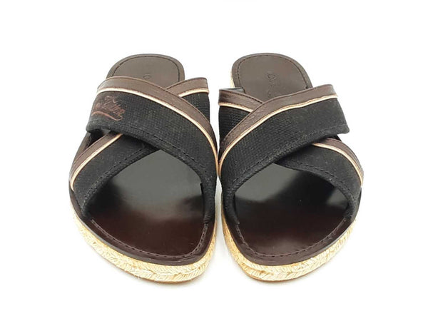 Louis Vuitton Canvas & Leather Espadrilles Slide Sandals Size 7 Men's Fw0725crdu
